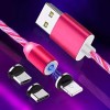ANY KART Magnetic Charging Cable 2 A 1 m Magnetic Charging Cable Multi Magnetic Fast Charger LED Light, Extra Tough Unbreakable Cable Magnet USB Cable Compatible for Micro USB & Smartphones 360 Degree rotation 3-in-1 Jack, Magnetic cable 