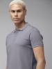 Roadster Solid Men Polo Neck Grey T-Shirt 