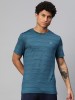 ALCIS Self Design Men Round Neck Blue T-Shirt 