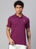 ALCIS Solid Men Polo Neck Purple T-Shirt 