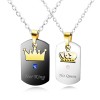 vien Hot Sale Titanium accessories black & Silver Her King His Queen Crown couple pendant stainless steel Link Chain Necklace Unisex Couple For Lover and Friends Mens Womens Girls Boys Military Necklace Black Silver Cubic Zirconia Stainless Steel Locket Set 