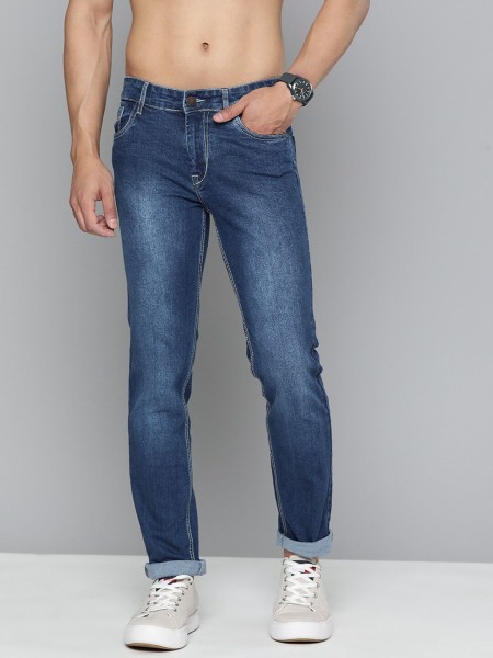 poster and detail of HERE&NOW Slim Men Dark Blue Jeans at index 1