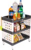 image of TNT The Next Trend Lexi 3 Tier Multi-Purpose Plastic Storage Organizer Rack with Wheels-(Grey) Plastic Kitchen Trolley at index 01