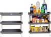 image of TNT The Next Trend Lexi 3 Tier Multi-Purpose Plastic Storage Organizer Rack with Wheels-(Grey) Plastic Kitchen Trolley at index 31