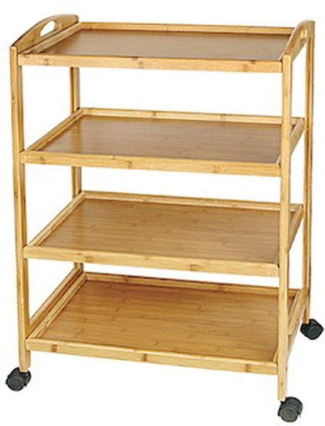 poster and detail of Urbancart Multi Purpose Bamboo Trolley Cart/Storage Organizer Shelf (4 Level) Bamboo Kitchen Trolley at index 1