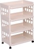 image icon for TNT The Next Trend Lexi 3 Tier Multi-Purpose Plastic Storage Organizer Rack with Wheels-(Grey) Plastic Kitchen Trolley