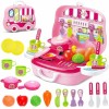 Wener Portable Cooking Kitchen Play Set Pretend Play Food Role Toy For Boys Girls Pink 
