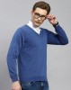 image of MONTE CARLO Solid V Neck Casual Men Blue Sweater at index 21