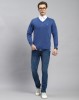 image of MONTE CARLO Solid V Neck Casual Men Blue Sweater at index 41