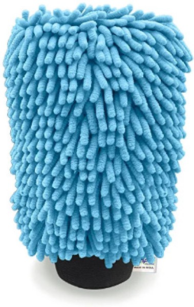 poster and detail of GTC Microfibre Microfiber Chenille & Glass Cloth Mitt, 1 Piece -Sky Blue Wet and Dry Glove at index 1