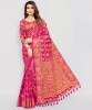COSBILA FASHION Woven Banarasi Cotton Silk Saree Pink 