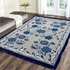 Zesture Blue Cotton Carpet 4 ft,  X 6 ft, Rectangle 