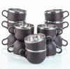 GK sales Pack of 12 Stainless Steel, Plastic Tea Cup, Coffee Cup, Cup Set of 12, 12 pcs cup set (220 ml) Brown, Cup Set 